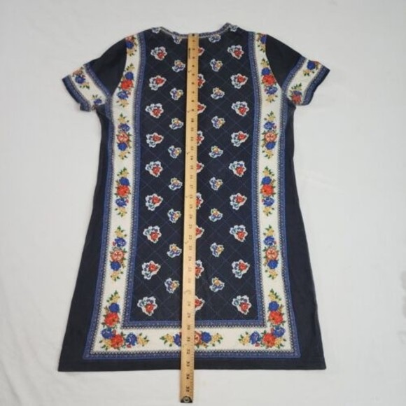 Tory Burch Medium Floral Print T-shirt Dress Navy Flower & Logo Print - Picture 13 of 16